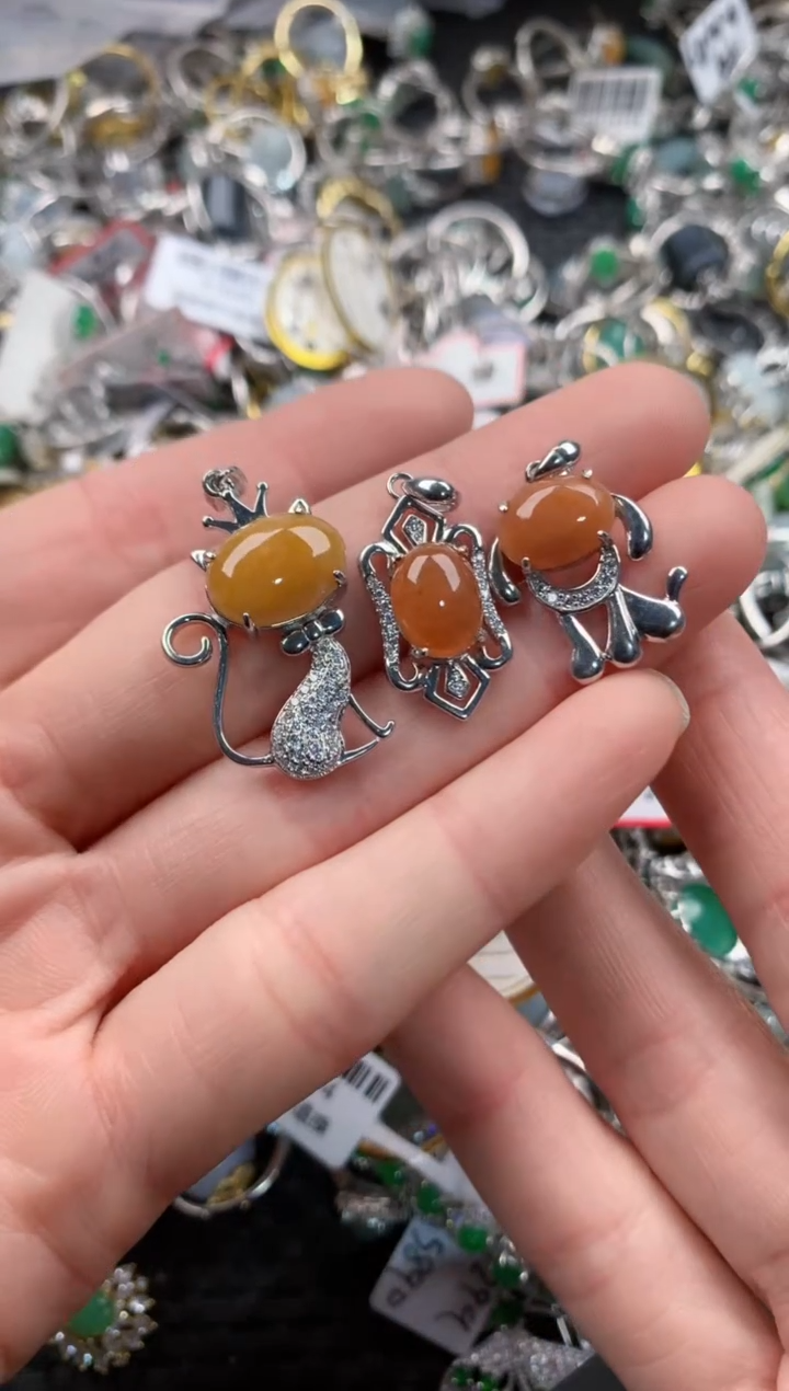 银S925镶嵌戒指翡翠222           3