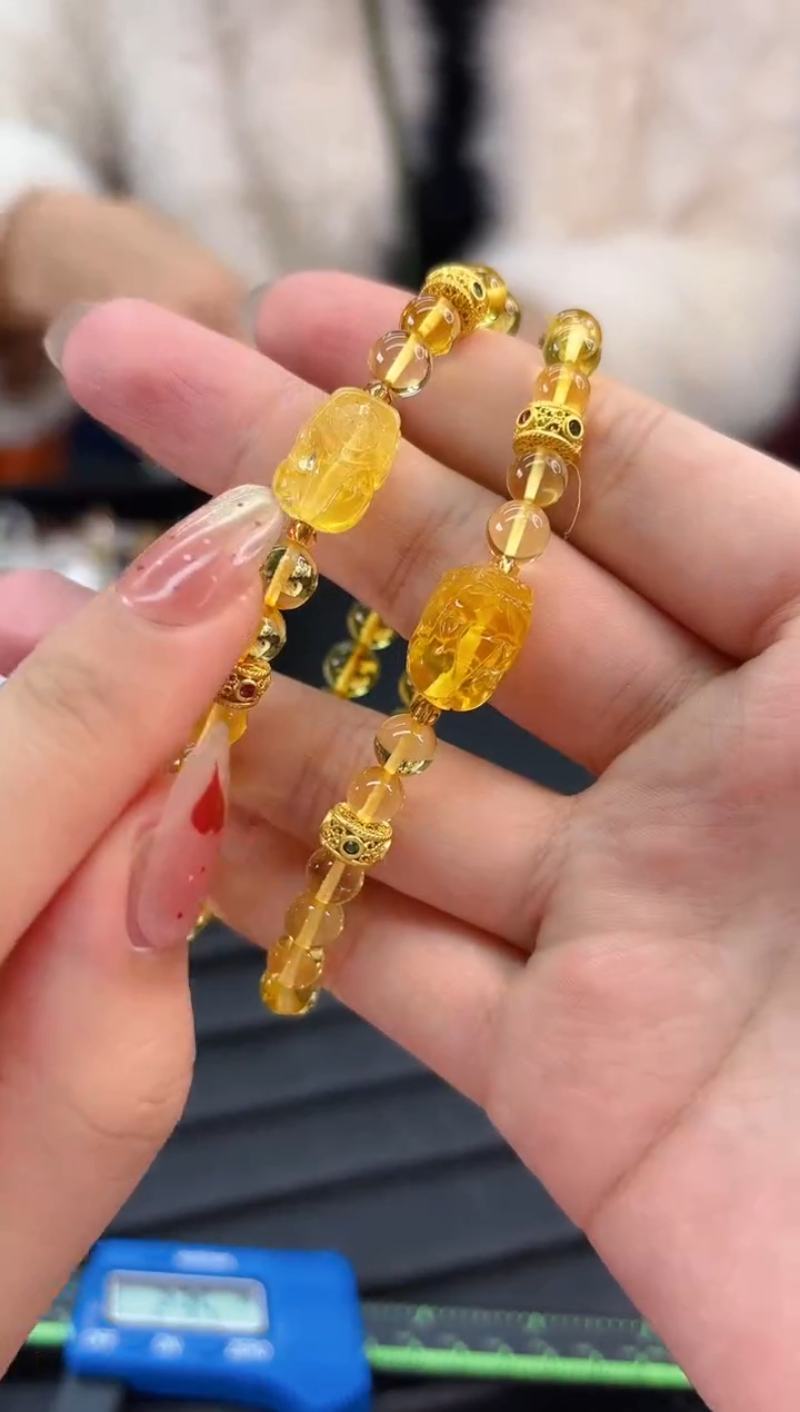 未镶嵌蜜蜡戒指金珀手串一条 多样性发其一