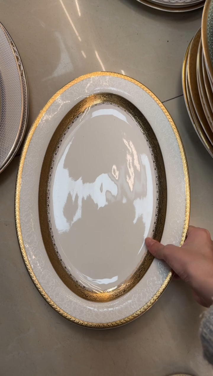 【闪购商品】瓷片14英寸鱼盘福利款  瑕！！