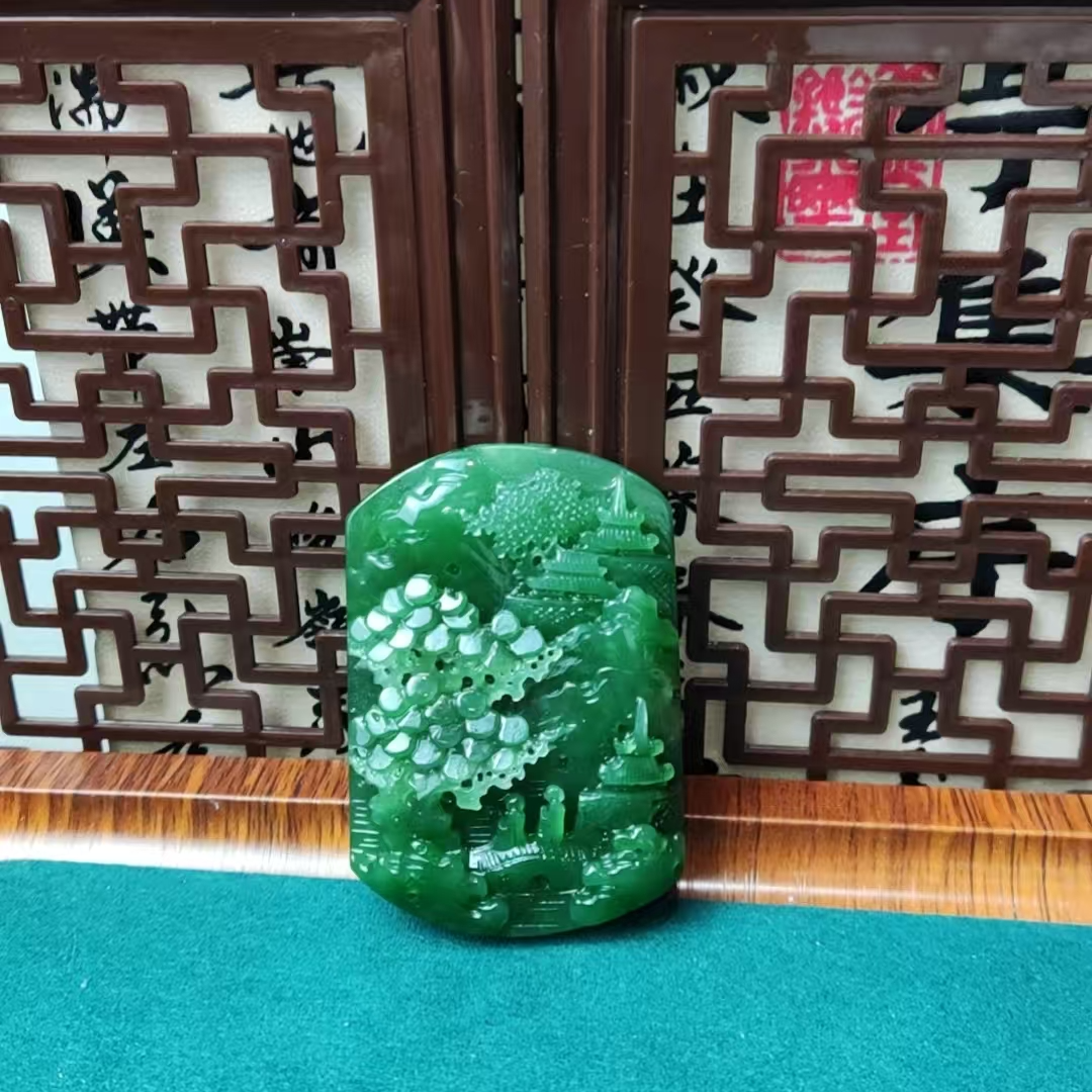 和田玉----碧玉山水吊坠