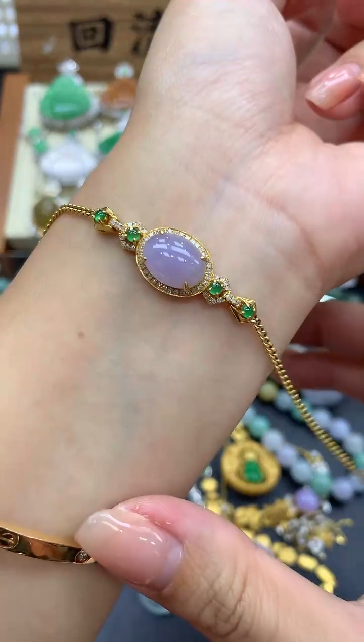 【闪购商品】翡翠手链18K金镶嵌386-中国好珍宝