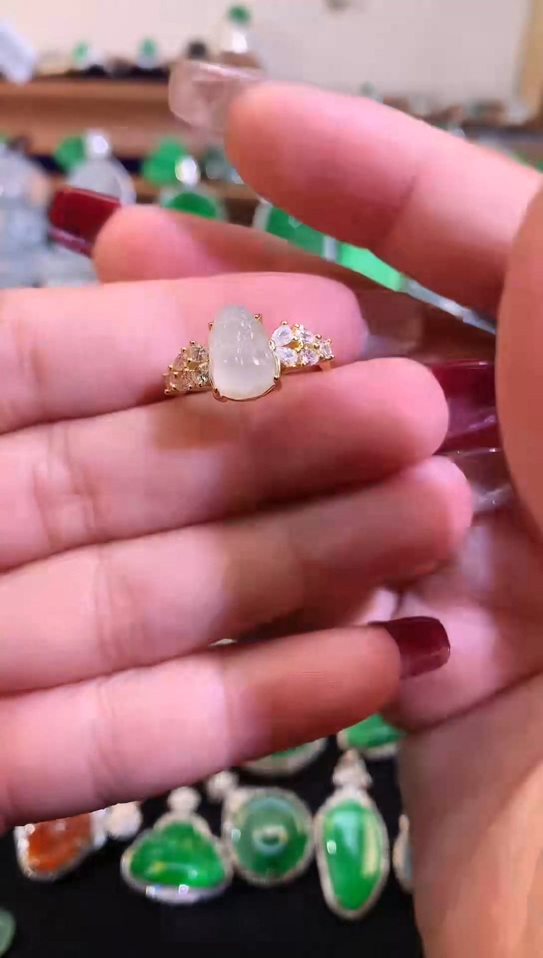【闪购商品】翡翠戒指银S925镶嵌缅甸天然A货翡翠