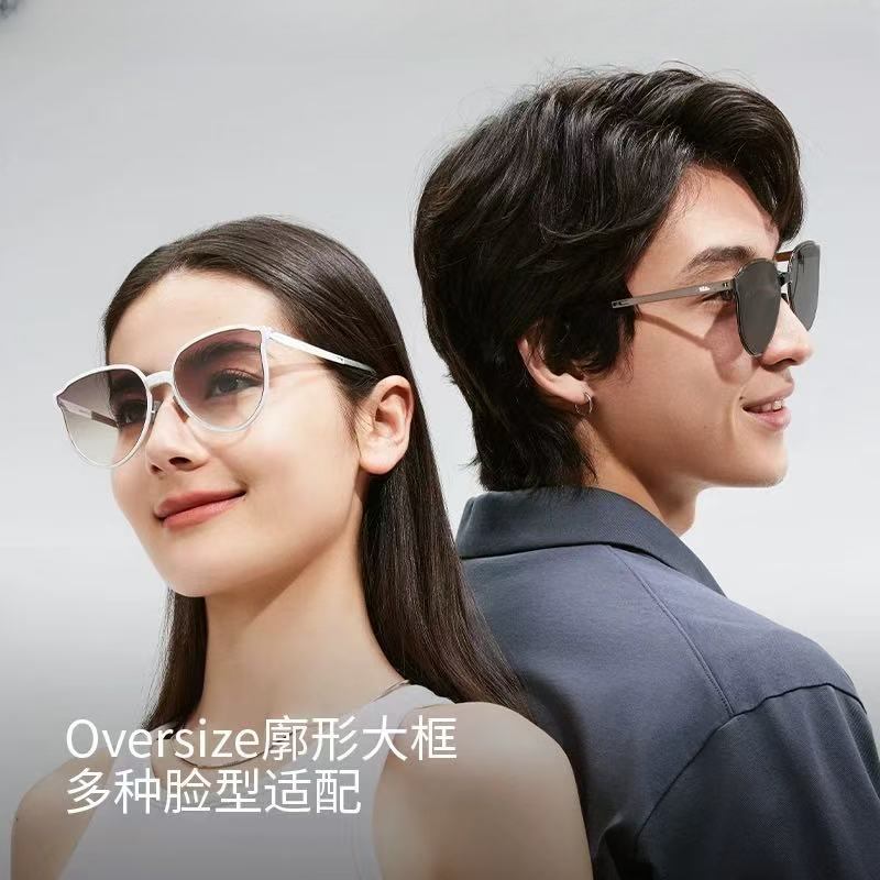 J大圆框卡片折叠墨镜女时尚防紫外线防晒开车太阳眼镜