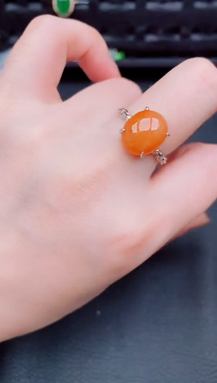 【闪购商品】翡翠戒指银S925镶嵌天然a货翡翠419
