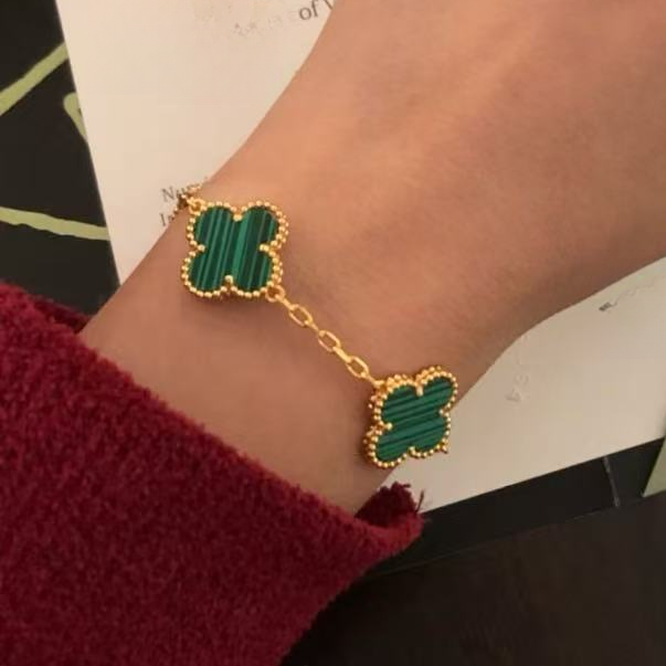 合金手链 经典绿色五花四叶草造型手链