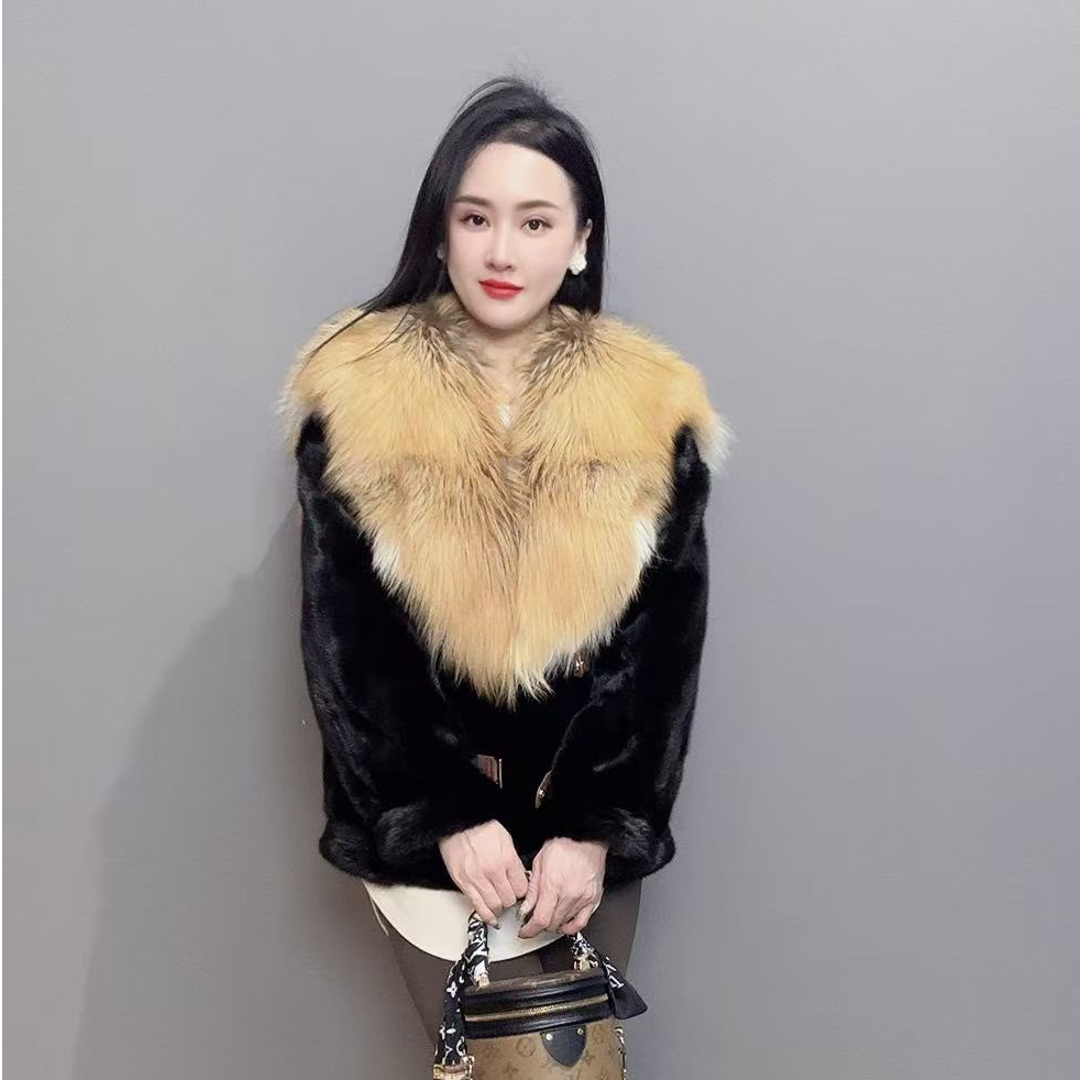 【MM上新】潮流时尚百搭水貂搭配狐狸毛皮草外套