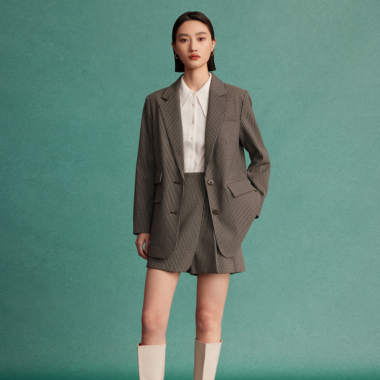 【商场同款】曼德诗格纹西装时尚西服外套M423302942
