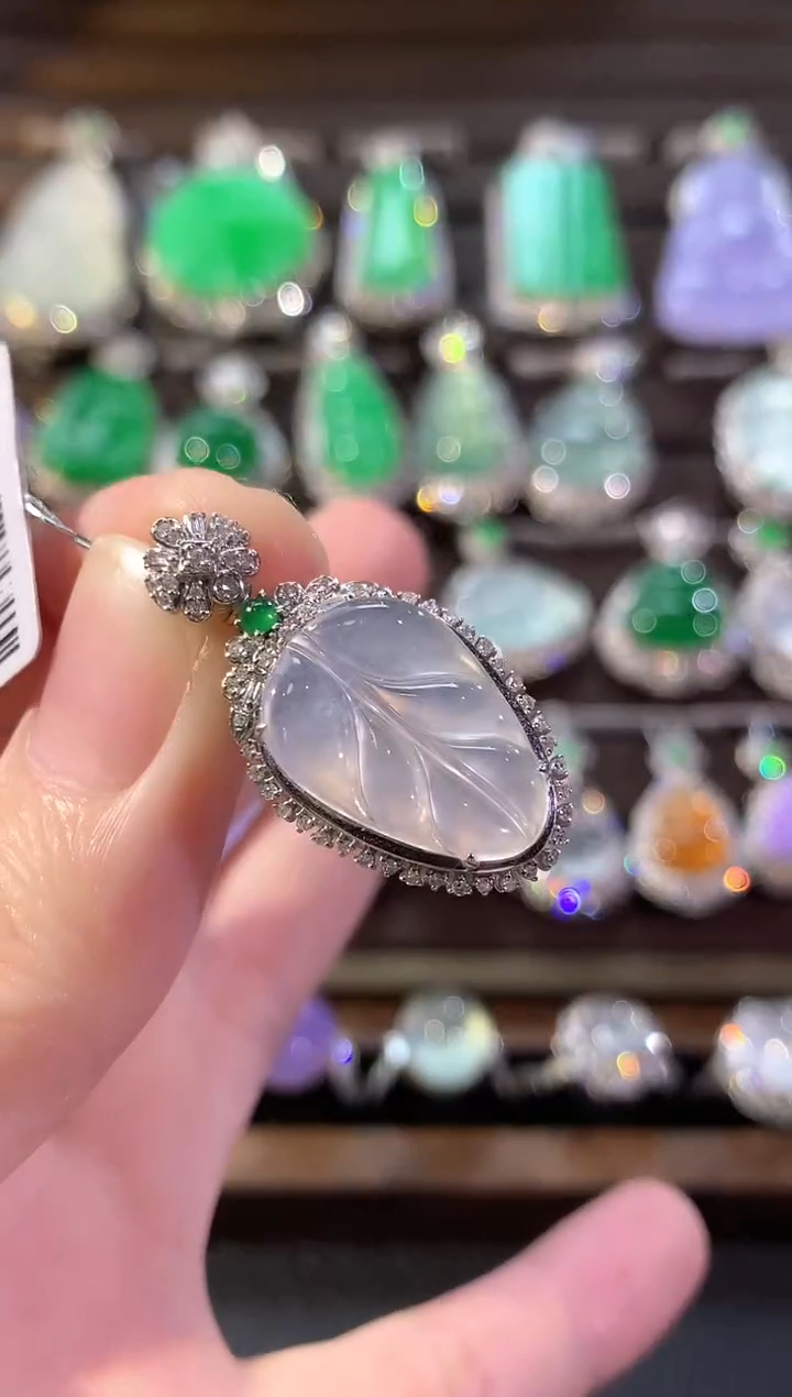 吊坠(不含链)18K金镶嵌翡翠冬日珠宝W25