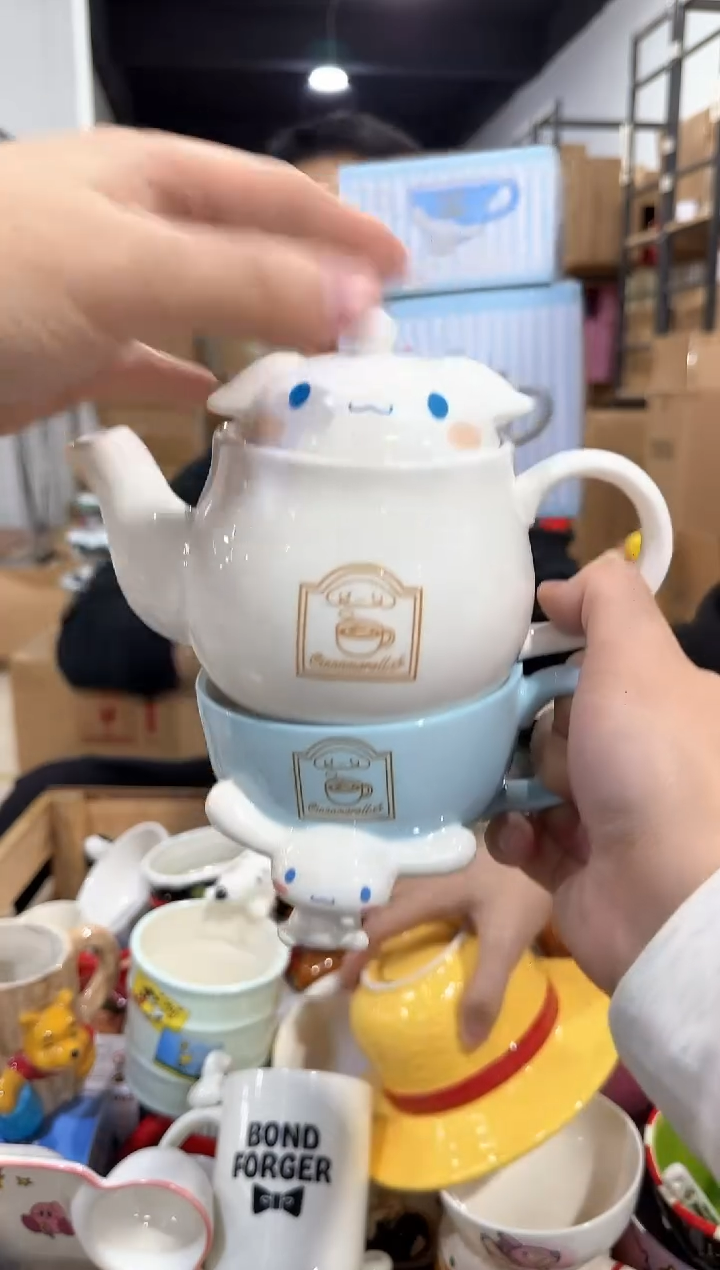 瓷片原盒玉桂狗一壶一杯