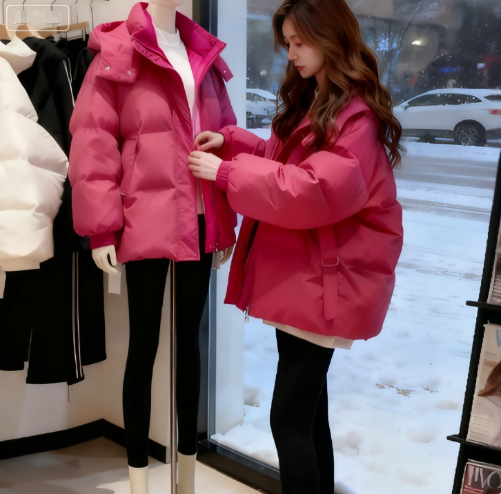 2025秋冬季新款韩版气质显白亮色保暖宽松棉服外套女加厚棉衣袄