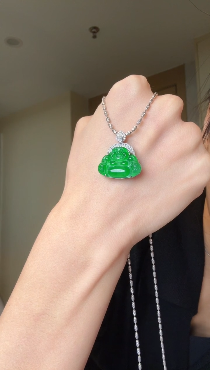 【闪购商品】翡翠吊坠(不含链)银S925镶嵌天然翡翠吊坠