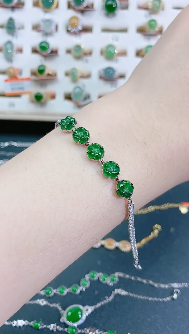 银S925镶嵌手链翡翠天然翡翠
