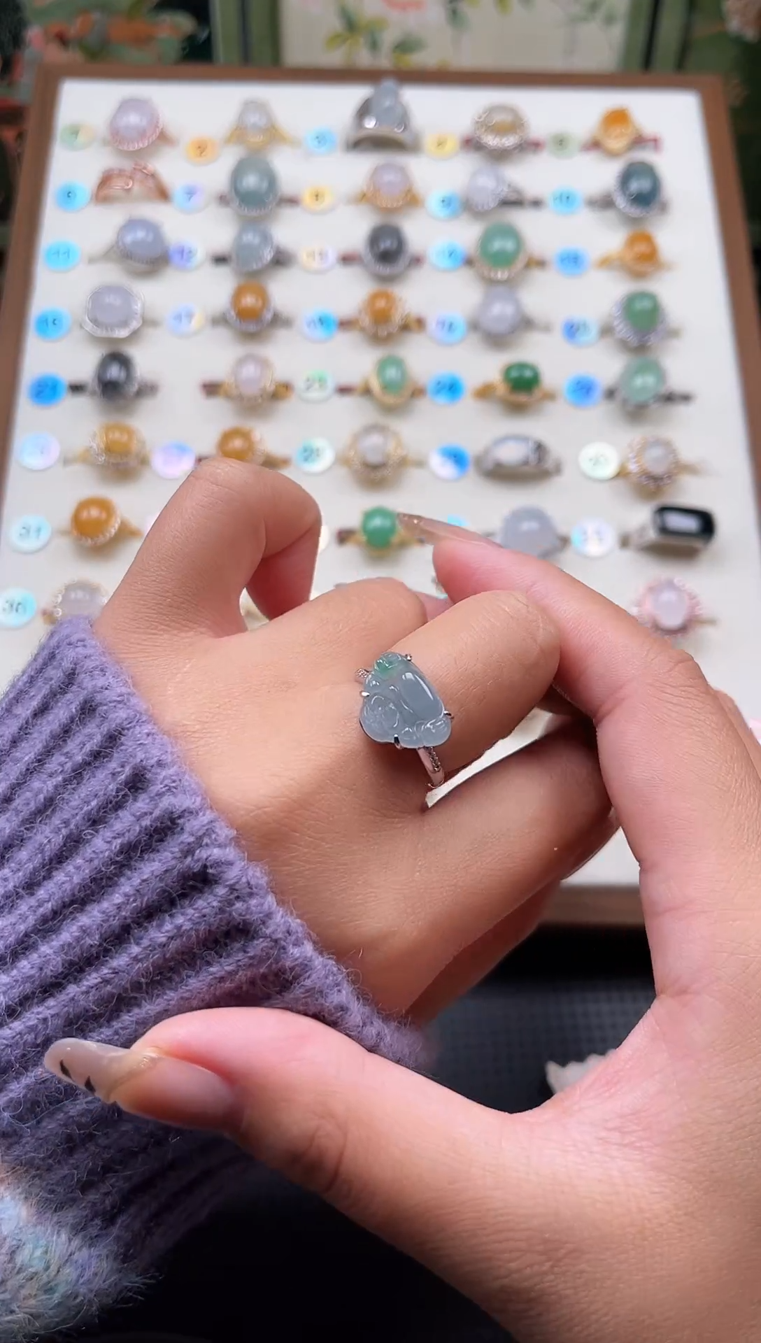 【闪购商品】翡翠戒指银S925镶嵌天然A货翡翠戒指