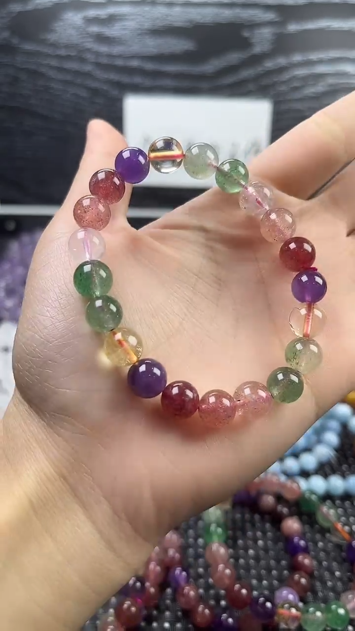 未镶嵌手串水晶多宝草莓晶（8mm）