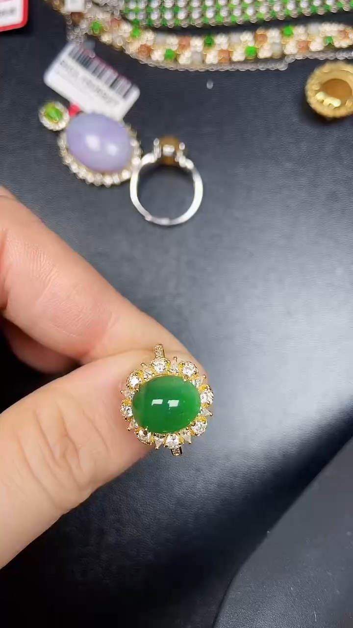 银S925镶嵌戒指翡翠1140