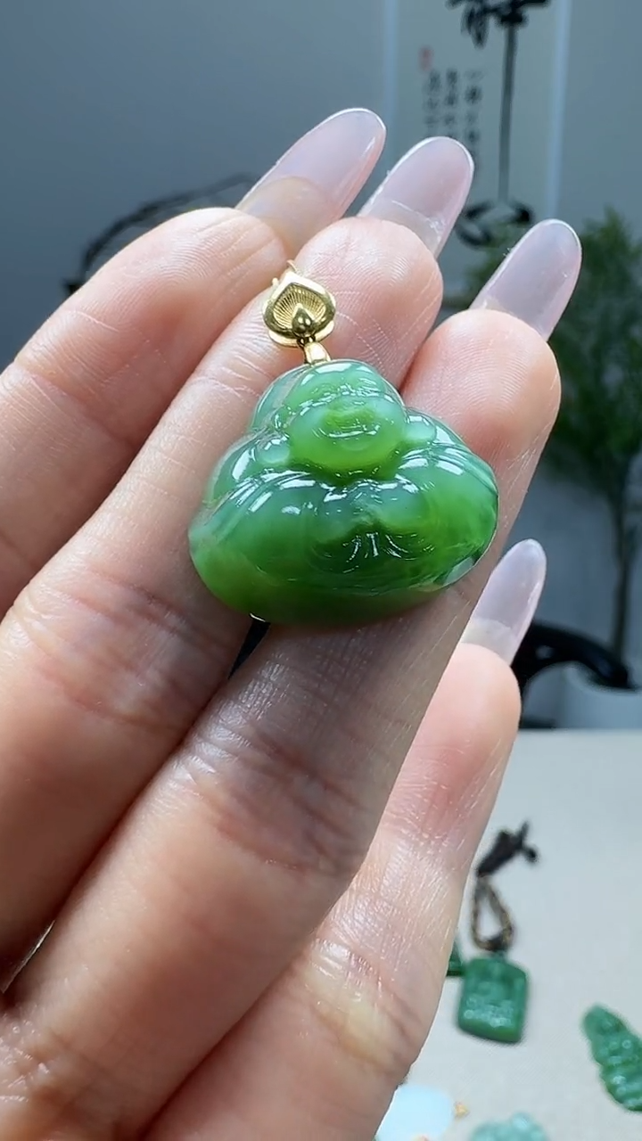 吊坠(不含链)18K金镶嵌和田玉1