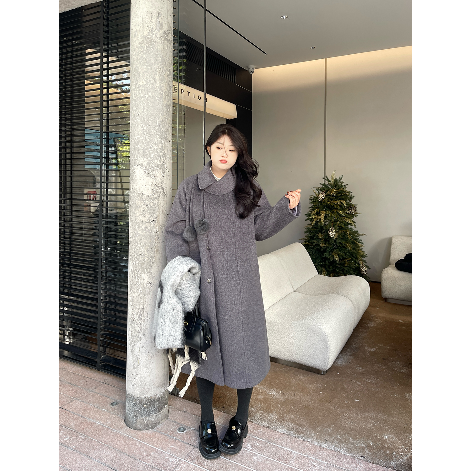 QC宣宣【唤醒冬日】韩系时尚单面呢女冬百搭显瘦夹棉外套ZY509A22