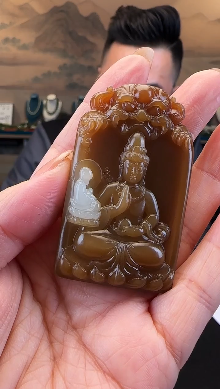 颈饰未镶嵌和田玉悟道观音牌