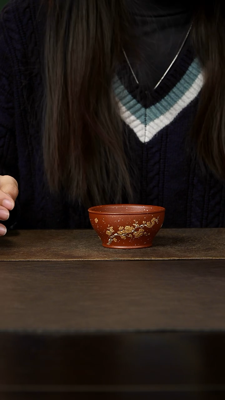 茶杯紫砂杯研所 夏菁老师新品首发 梅花主人杯小红泥 120cc