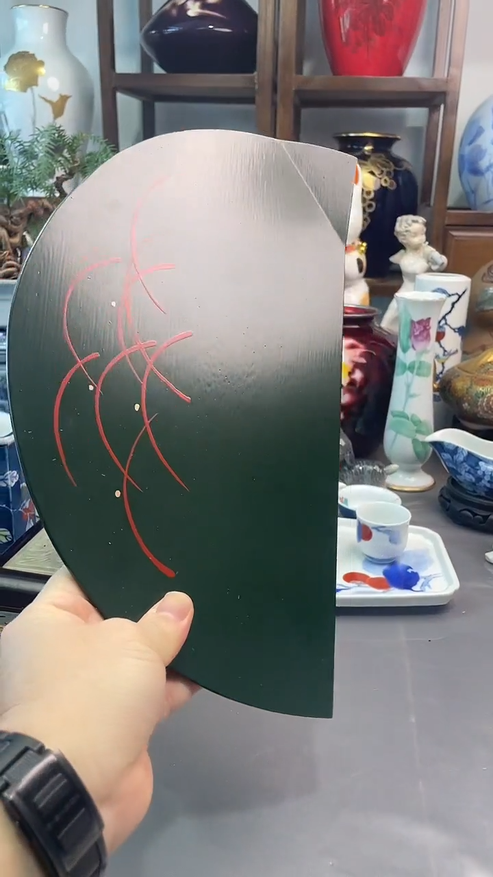 瓷片实木大漆异形盘