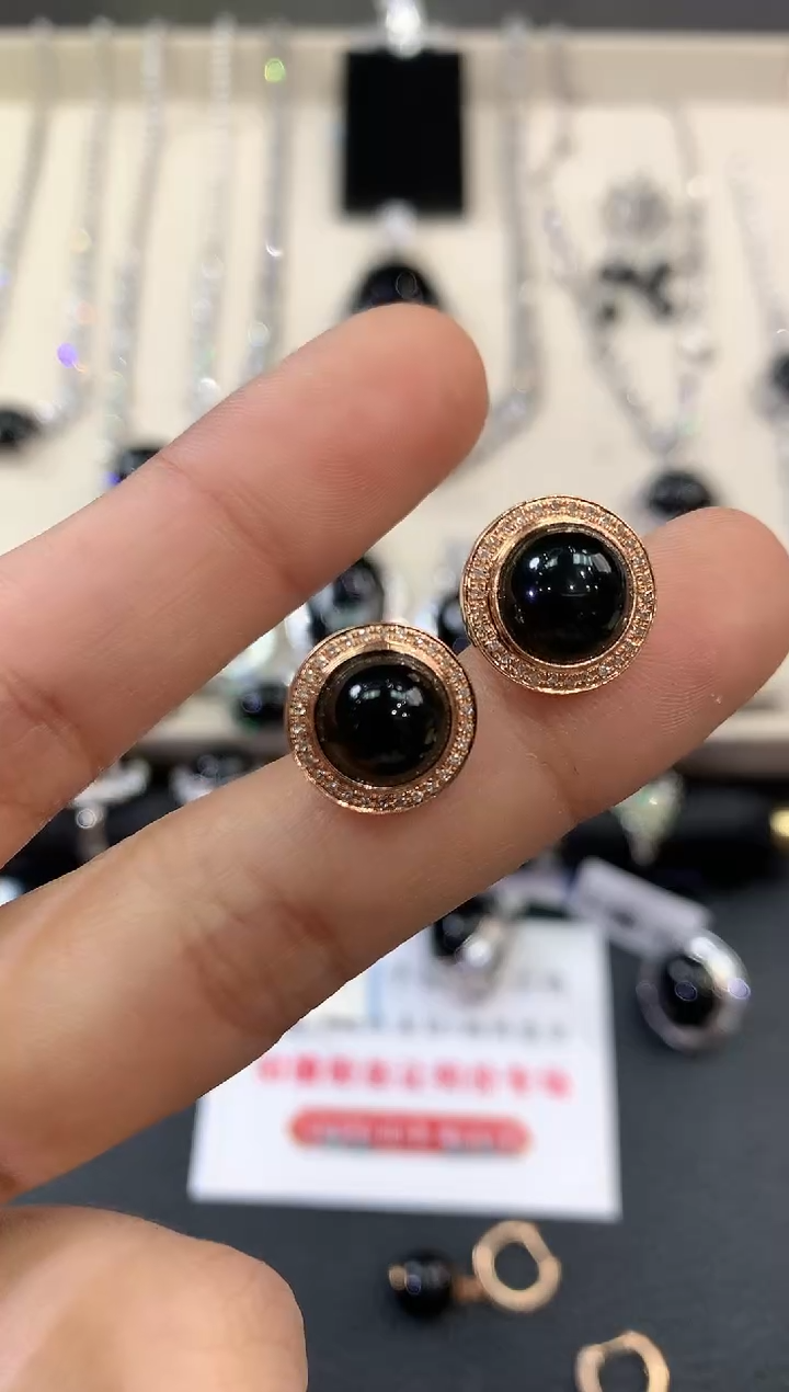 【闪购商品】翡翠耳饰18K金镶嵌w51不退换多样性一件发货