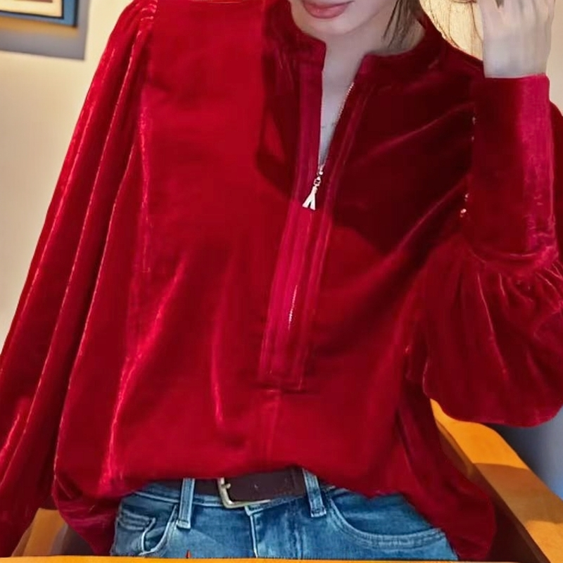 【库里】五色丝绒拉链衫/FEH-8191