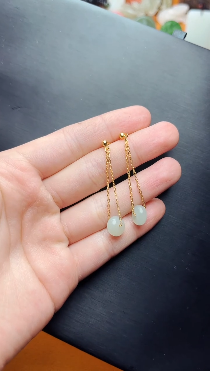 【闪购商品】和田玉耳饰银S925镶嵌耳饰kk