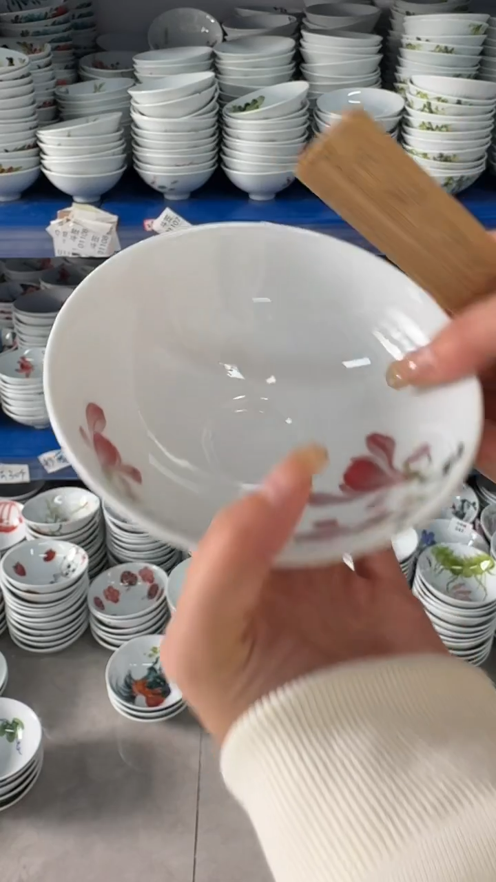 瓷片景德镇高温陶瓷食品级手绘釉中彩-斗笠碗