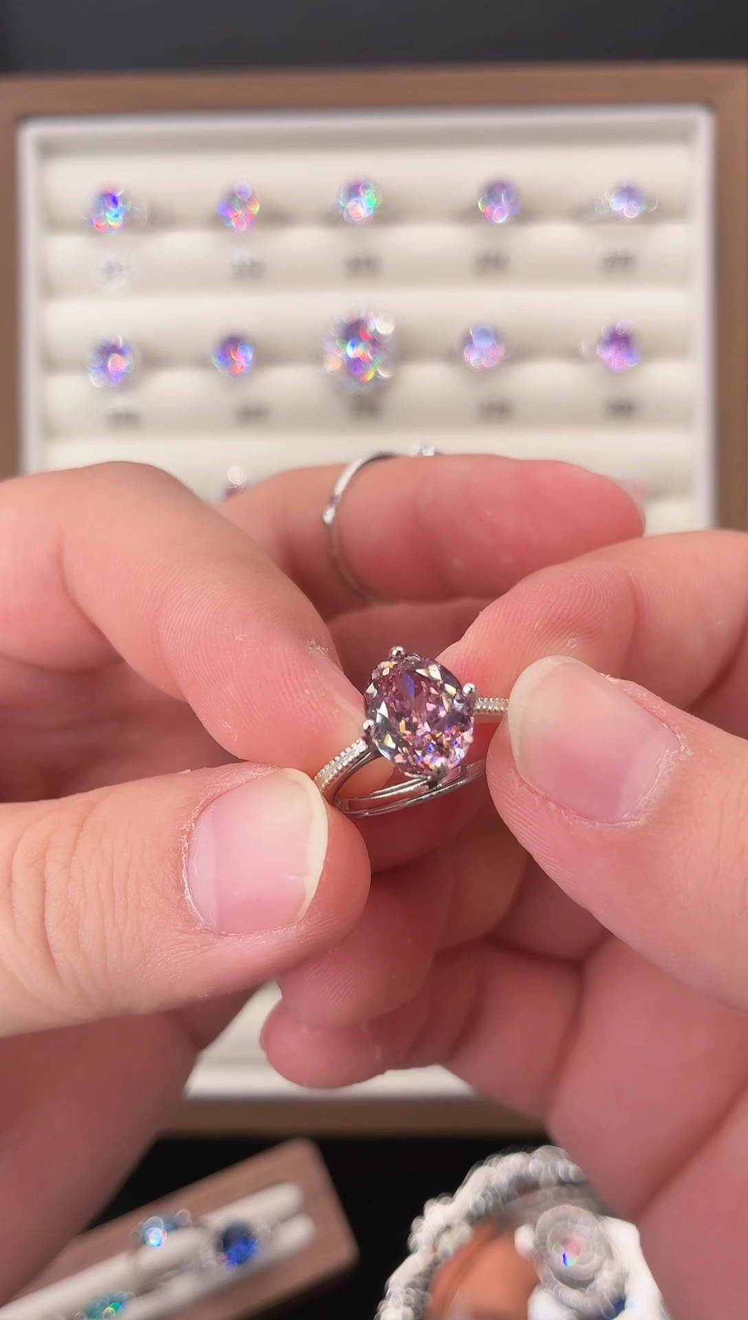 银S925镶嵌戒指紫色碧玺123456