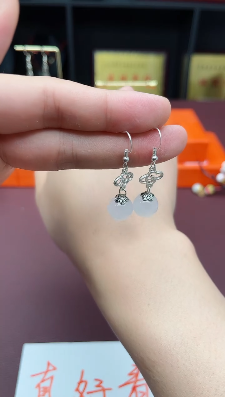 玛瑙/玉髓耳饰银S925镶嵌101000