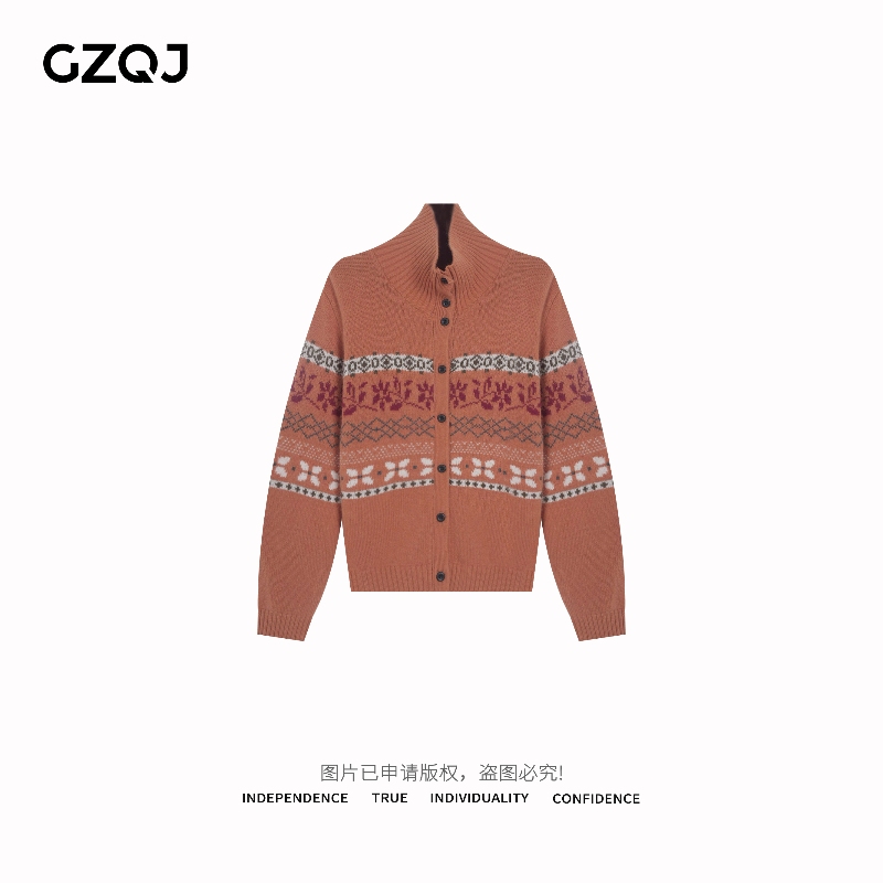 老琴私服【菲尔德南】重磅羊绒+桑蚕丝+羊毛费尔岛提花毛衣女7360