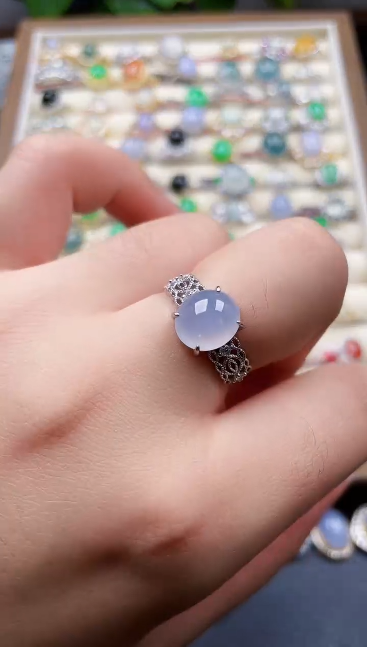 银S925镶嵌戒指翡翠160