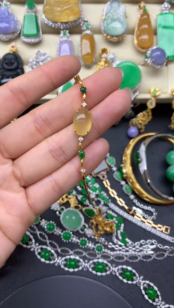 【闪购商品】翡翠手串18K金镶嵌334-中国好珍宝