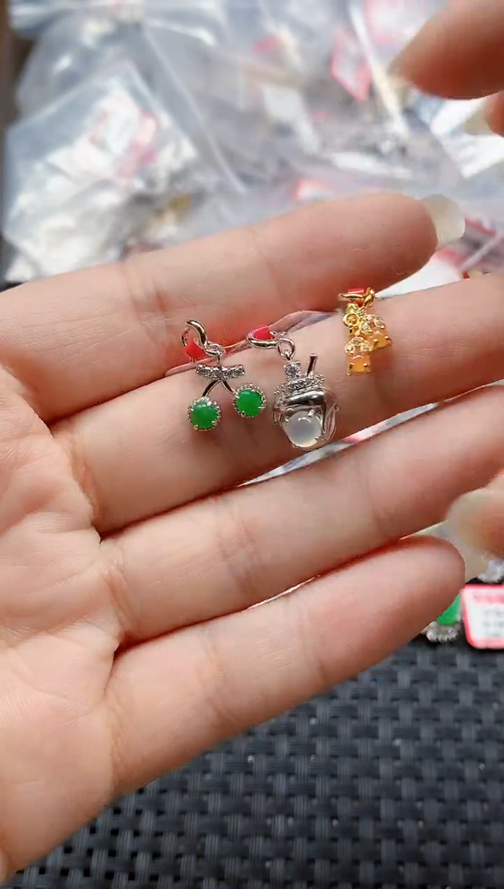 银S925镶嵌戒指翡翠天然A货缅甸翡翠