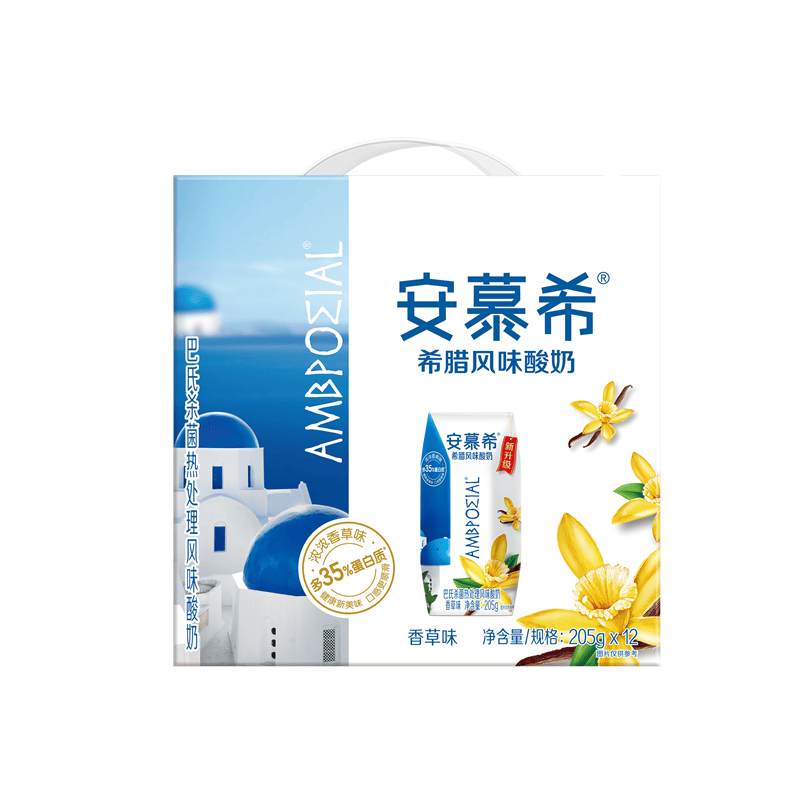 伊利安慕希希腊酸奶 香草味 205g*12 整箱装 新老包装随机