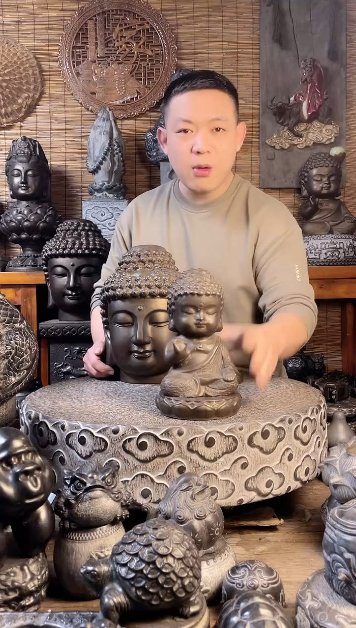 【闪购商品】20宝宝佛+莲花座天然青石雕刻