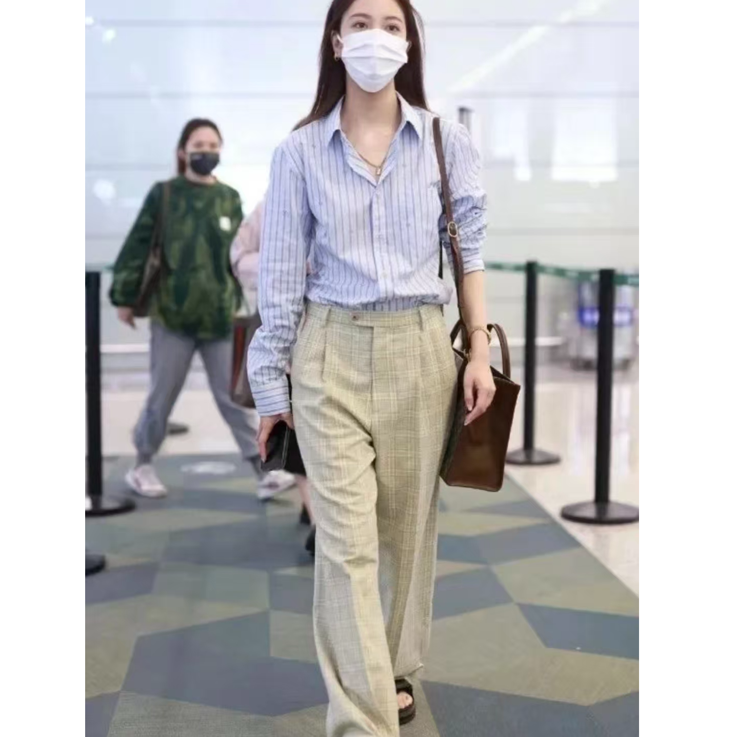 未使用 GUCCI/古驰 Gucci 格纹长裤 绿黄48