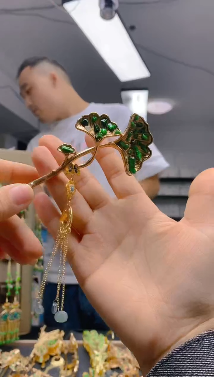 【闪购商品】翡翠耳饰合金0280翡翠发簪