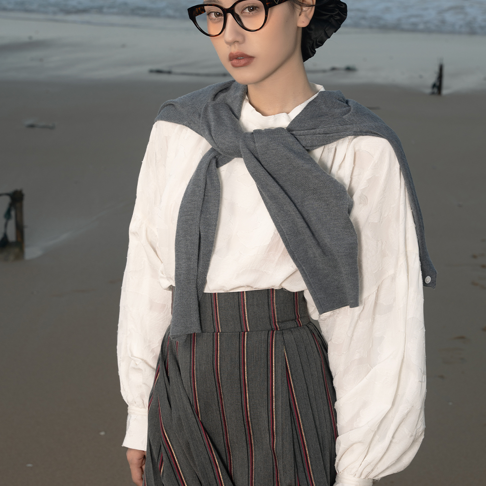 粼夕squama【百草】原创设计条纹马面裙明制汉服套装新款