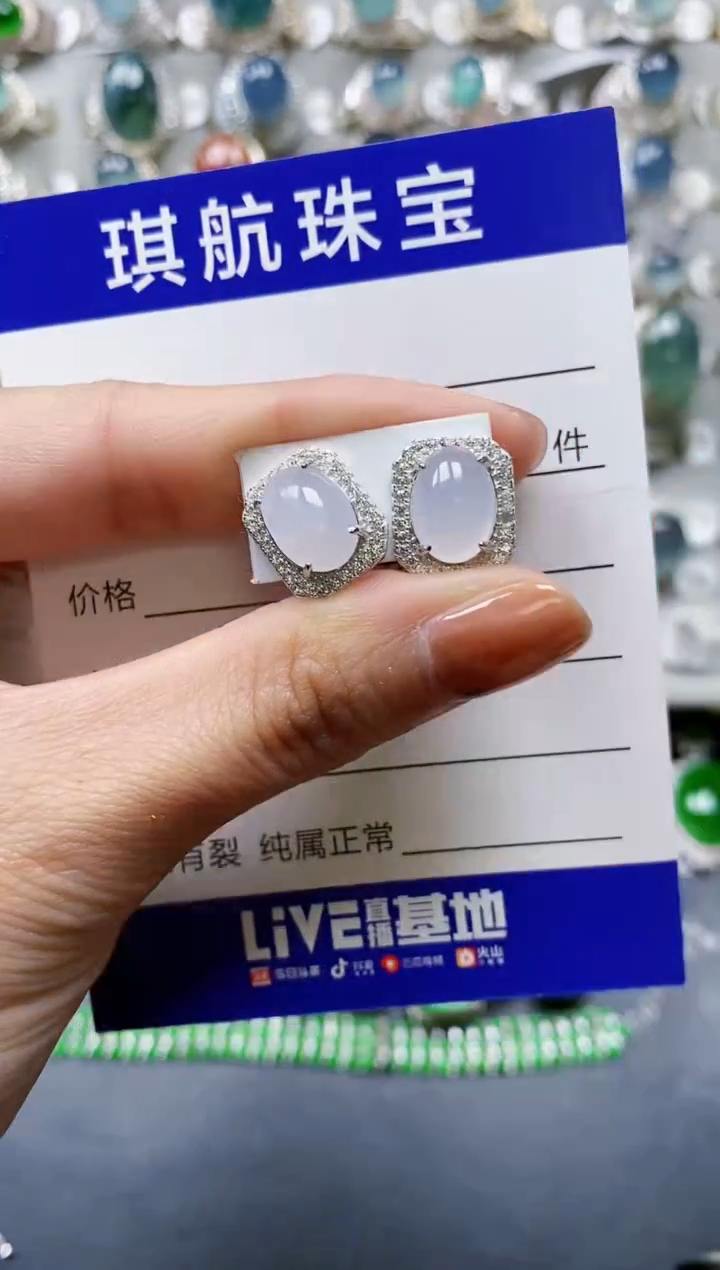 【闪购商品】翡翠耳饰银S925镶嵌0738