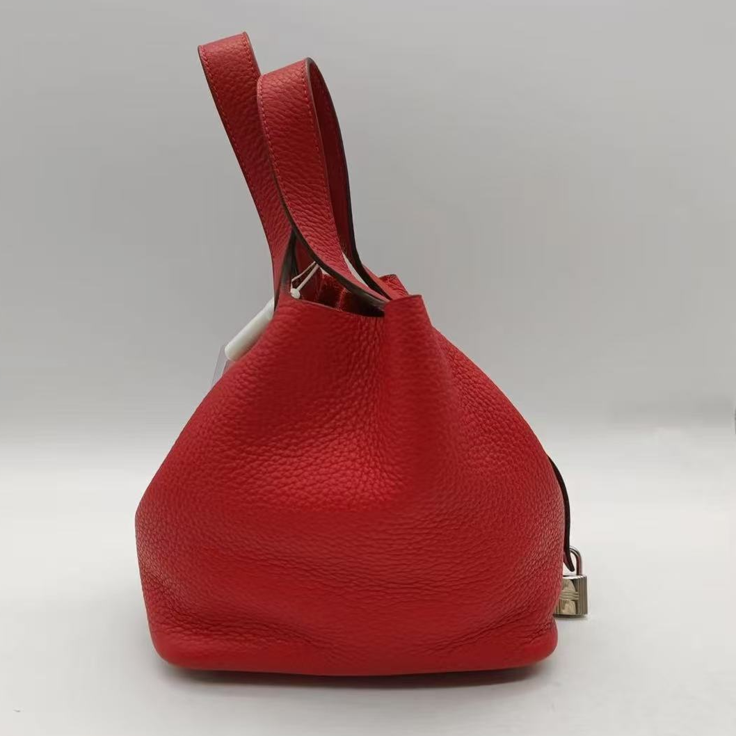 95新 Hermes/爱马仕 红色18菜篮子包/框Q刻
