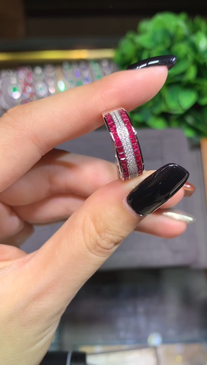 18K金镶嵌戒指红宝石戒指1111
