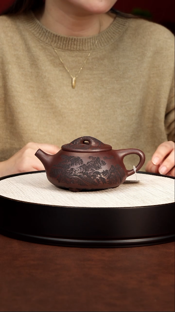 茶壶紫砂宜兴紫砂 景舟石瓢 石红 陈忠平 635