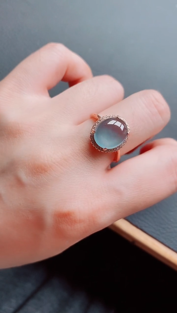 翡翠戒指银S925镶嵌天然a货翡翠516