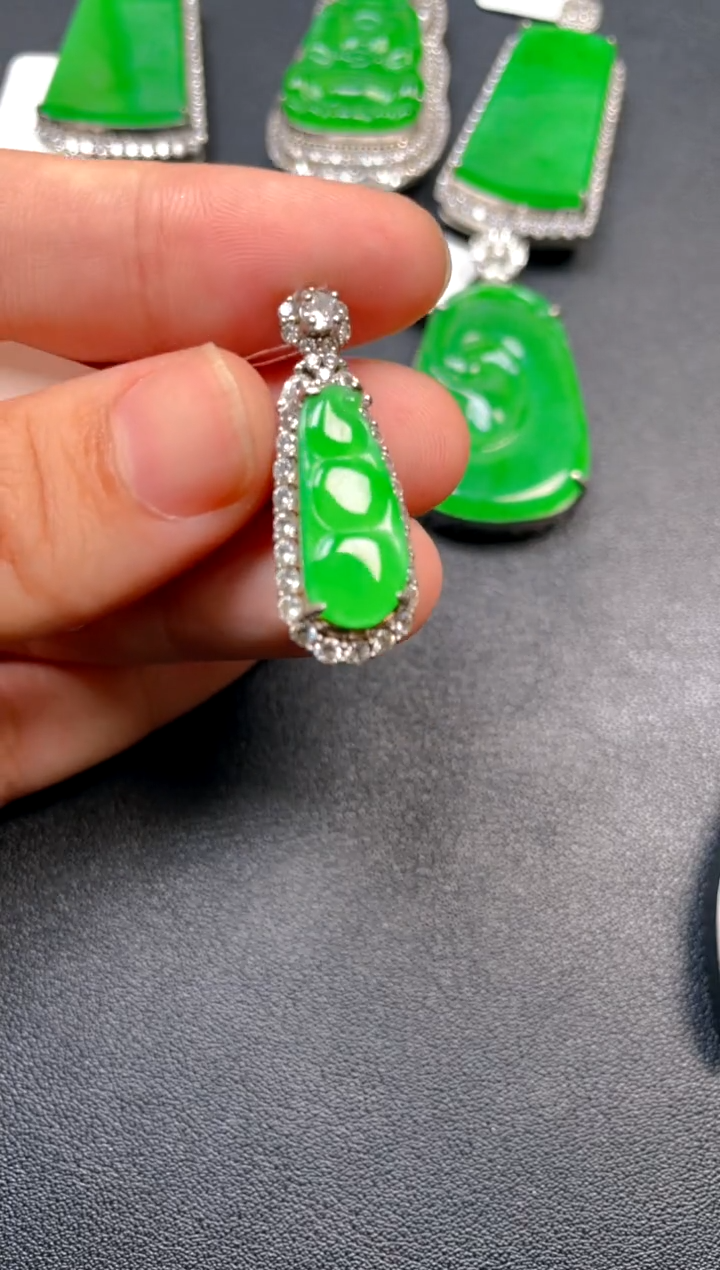 吊坠(不含链)银S925镶嵌翡翠吊坠