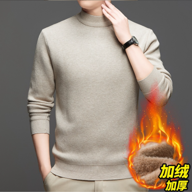 梦燕秋冬男时尚舒适百搭加绒加厚舒适简约保暖针织衫9ZE02B5023S