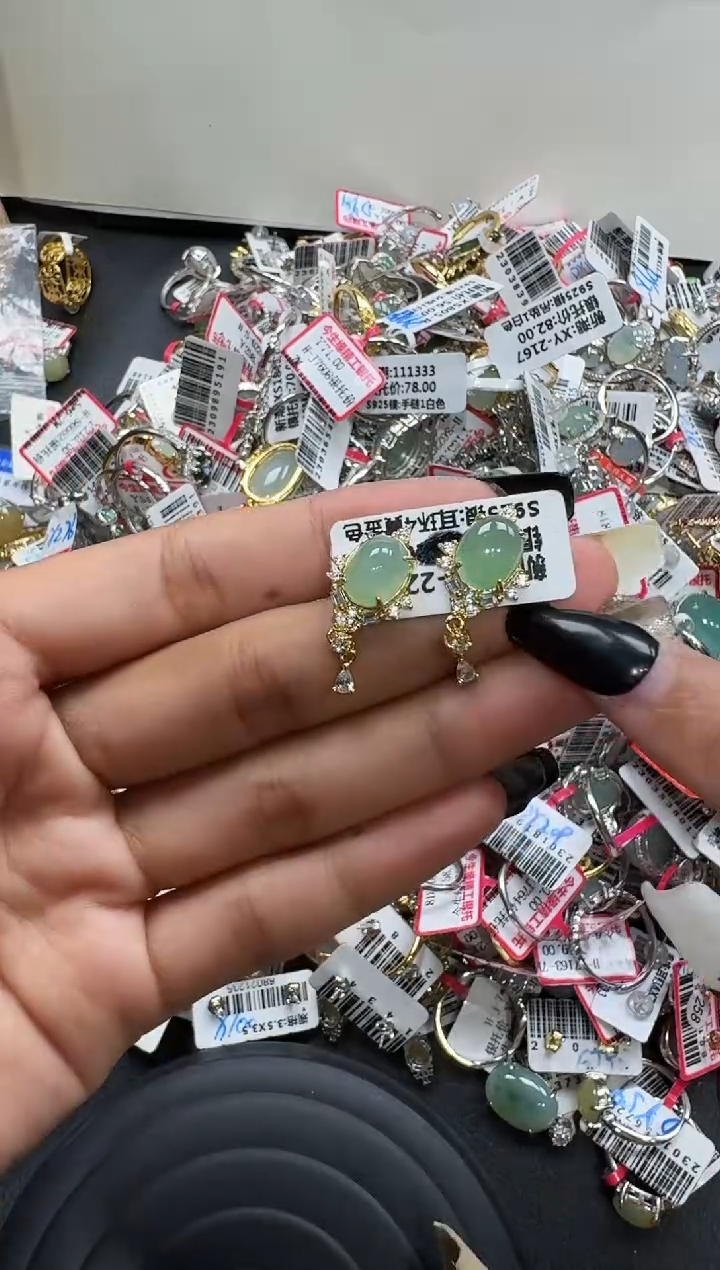 翡翠戒指银S925镶嵌戒指230