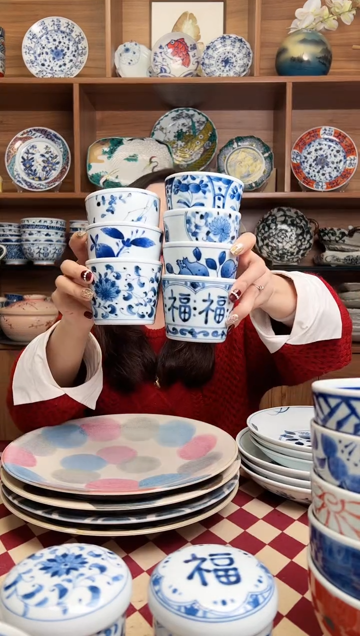 【闪购商品】瓷片蓝凛堂荞麦汤汁杯 7只装混搭