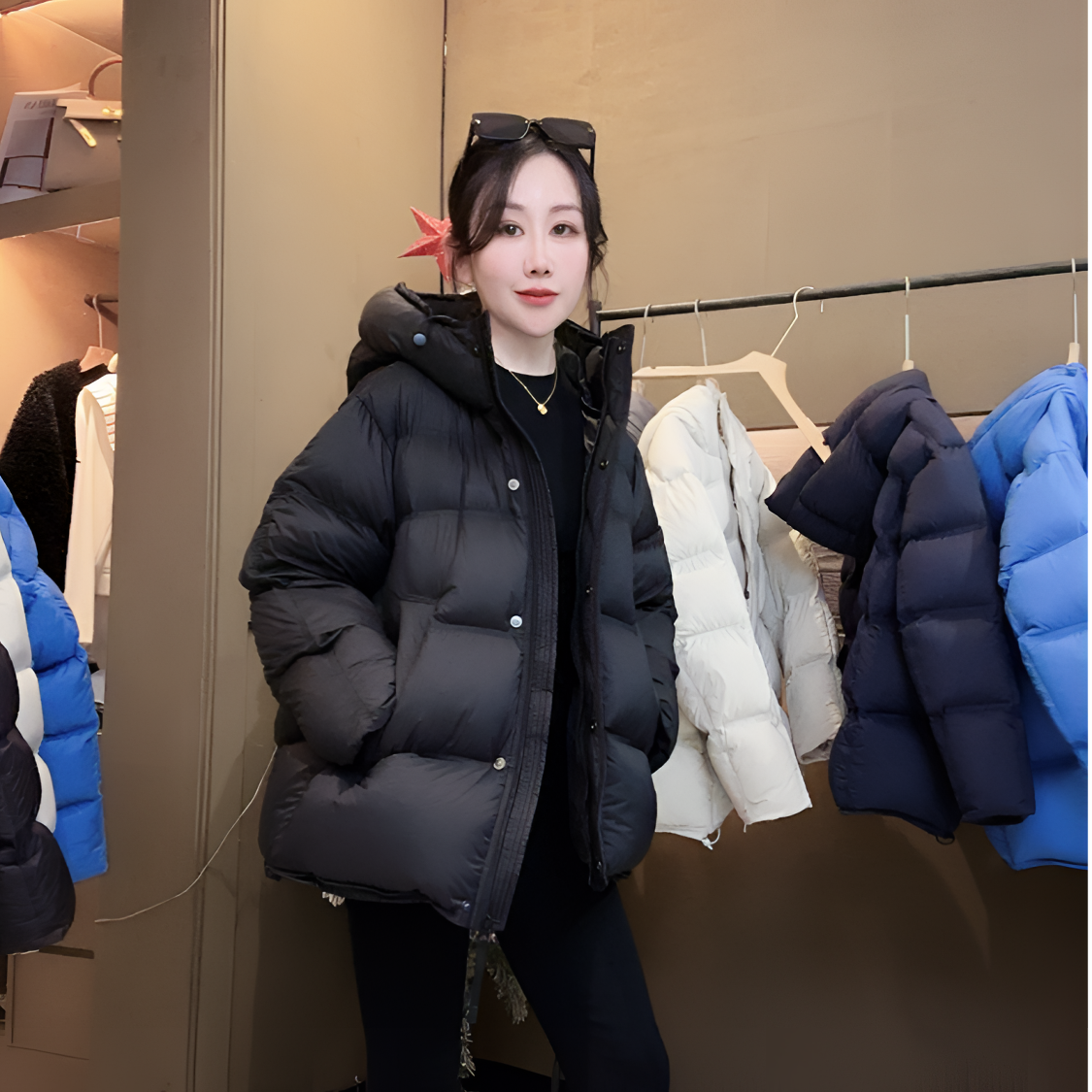 2026韩版新款时尚洋气设计感羽绒服新标白鸭绒加厚羽绒服女宽松8