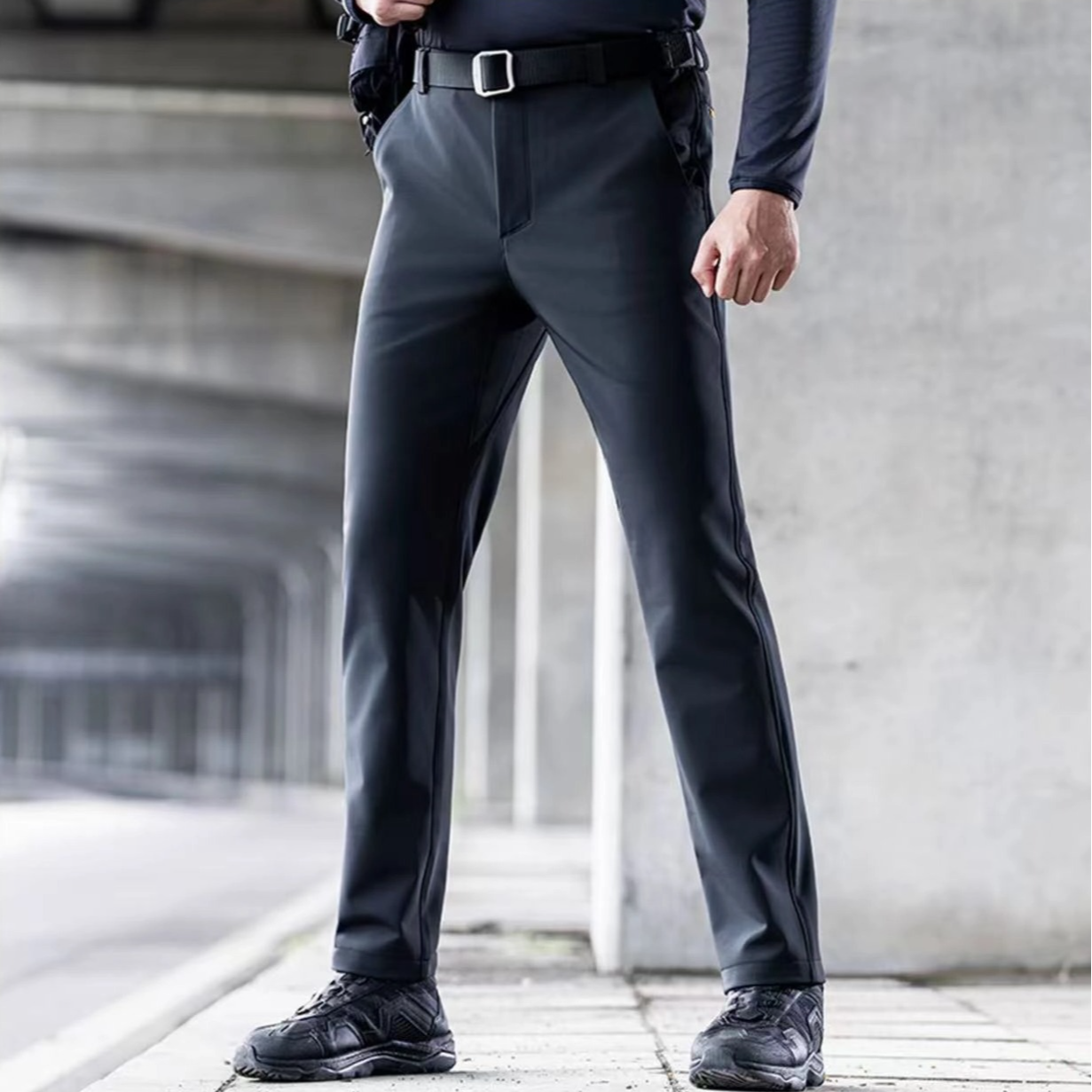 冬季寒峰软壳加绒执勤裤藏蓝执勤工装裤商务通勤穿搭裤子